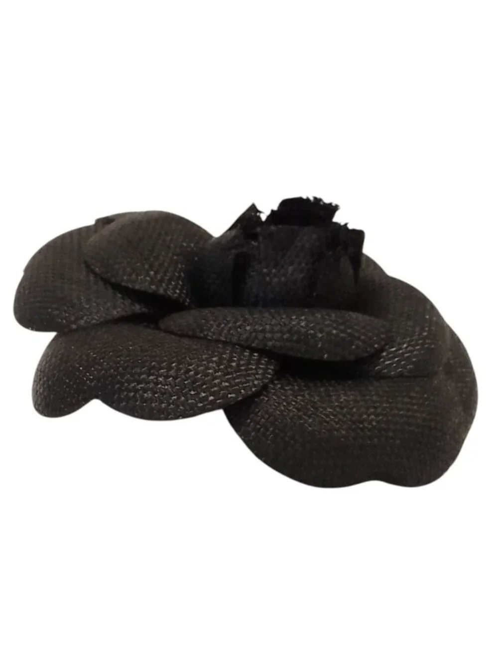 Chanel Canvas Camellia Corsage Pin Brooch Black